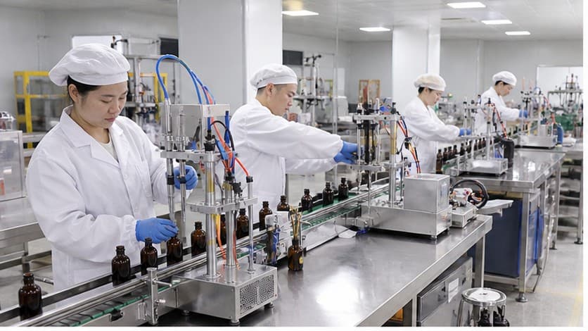 Fragrance Filling Workshop scene for fragrance OEM factory process