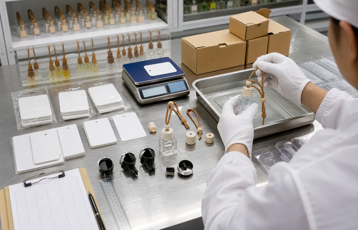 car air freshener OEM sample quality control for paper cards vent clips and liquid diffusers