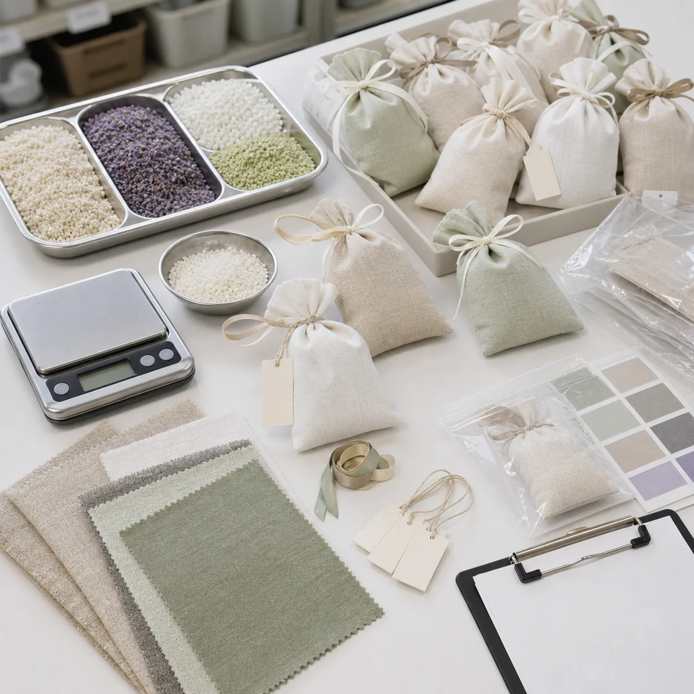 fabric freshener private label scented sachet filling quality control and packaging review