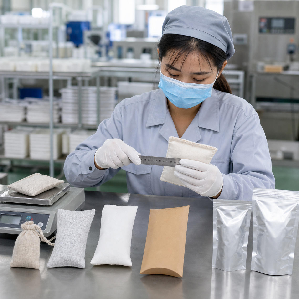 in-car deodorizing sachet OEM quality control for pouch seams materials weights and sealed packaging